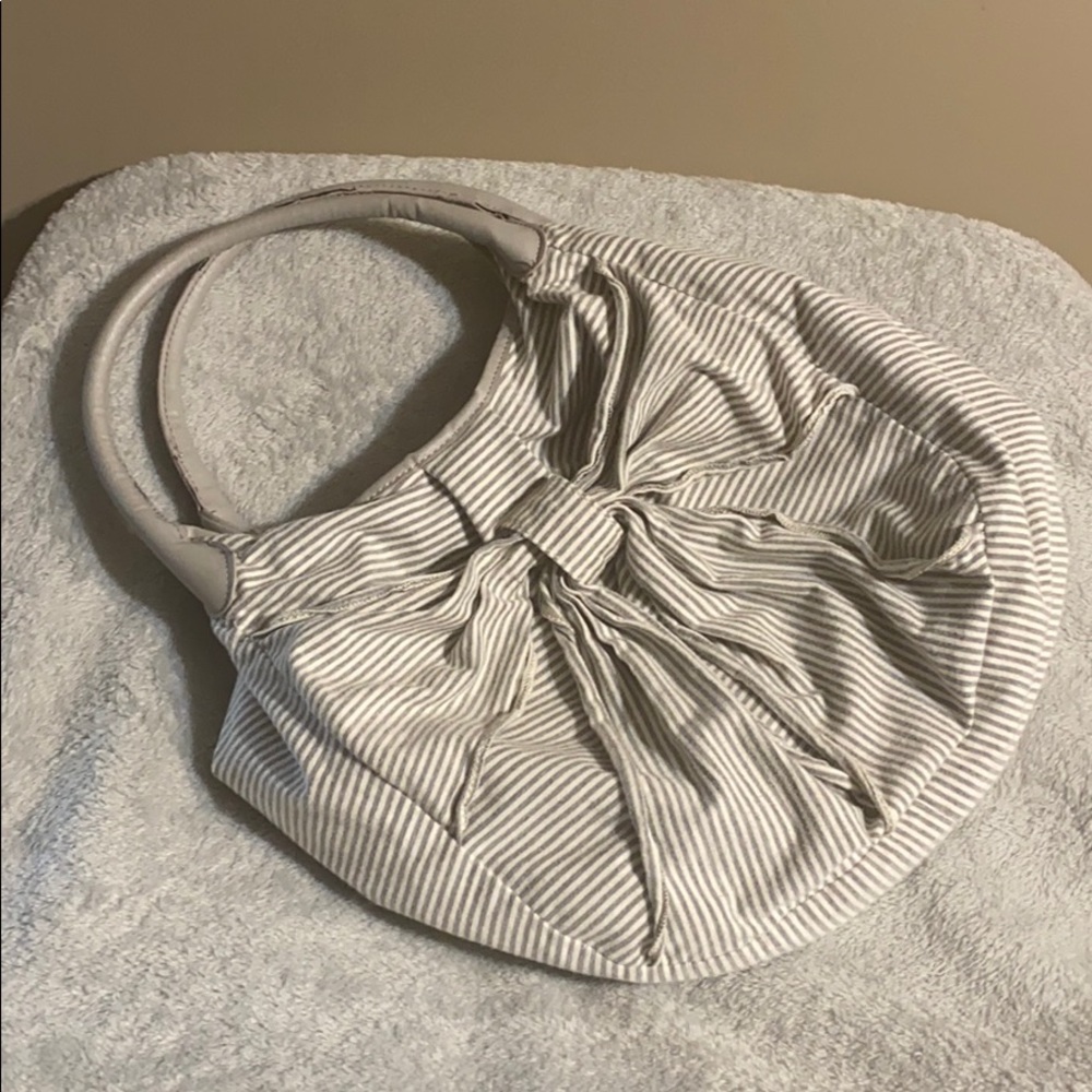 Candie's Big Bow White/Grey Striped Bag